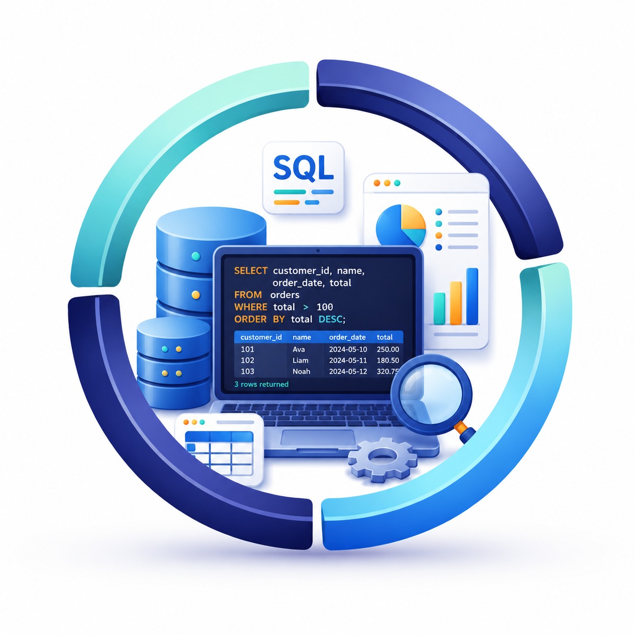 البيانات SQL: من الصفر إلى بطل الاستعلامات tutoring course at TUTWITHUS - معزز المهارات level